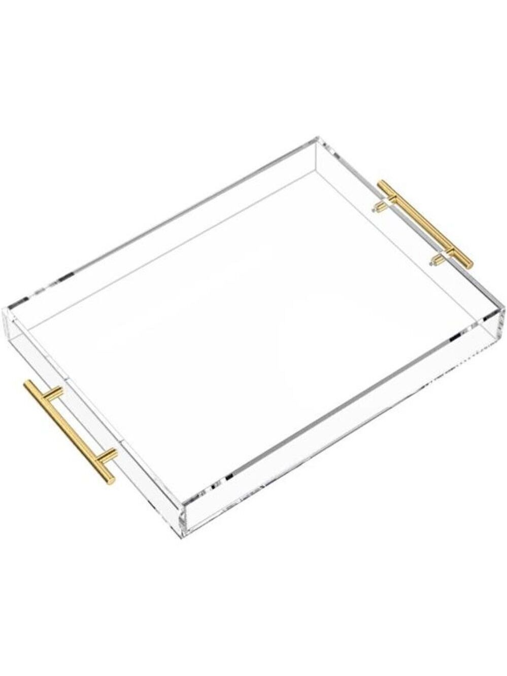 Clear Serving Tray 12x16 Spill Proof Acrylic Organizer Coffee Table Counter top